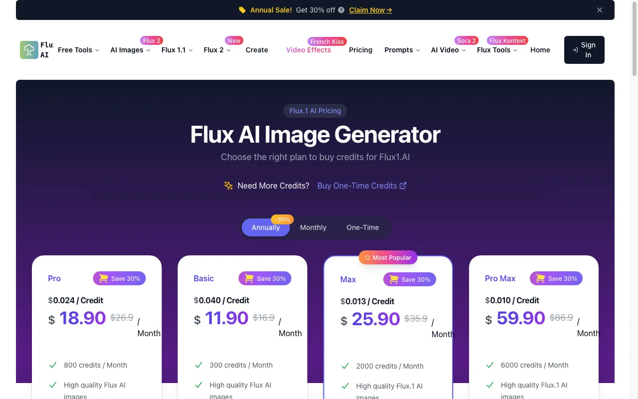 Flux.1 AI — pricing page
