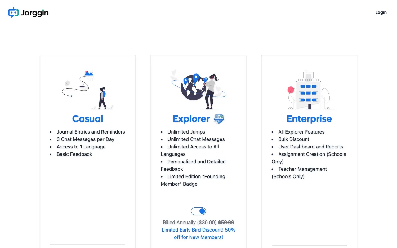 Jarggin — pricing page