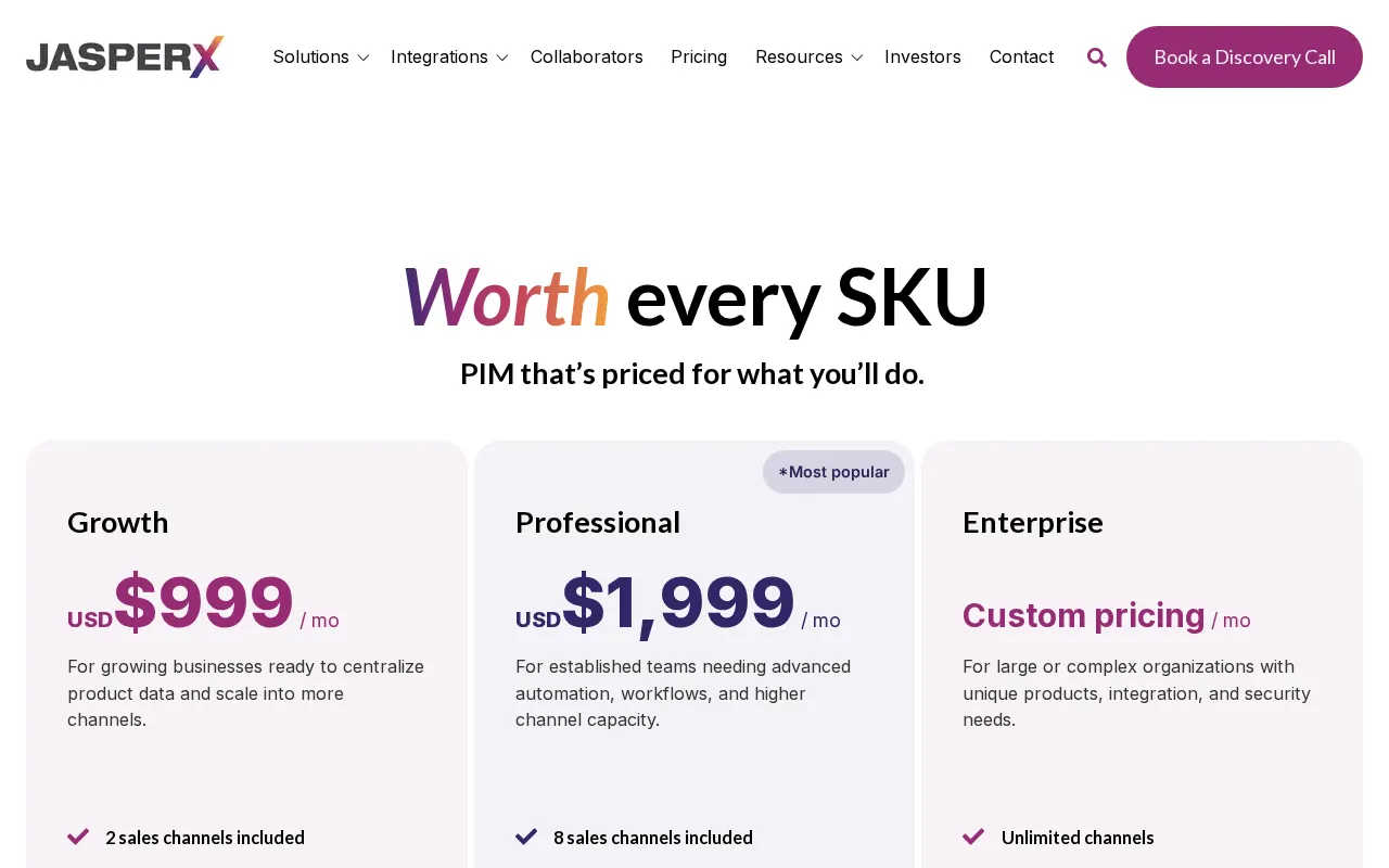 JasperX — pricing page