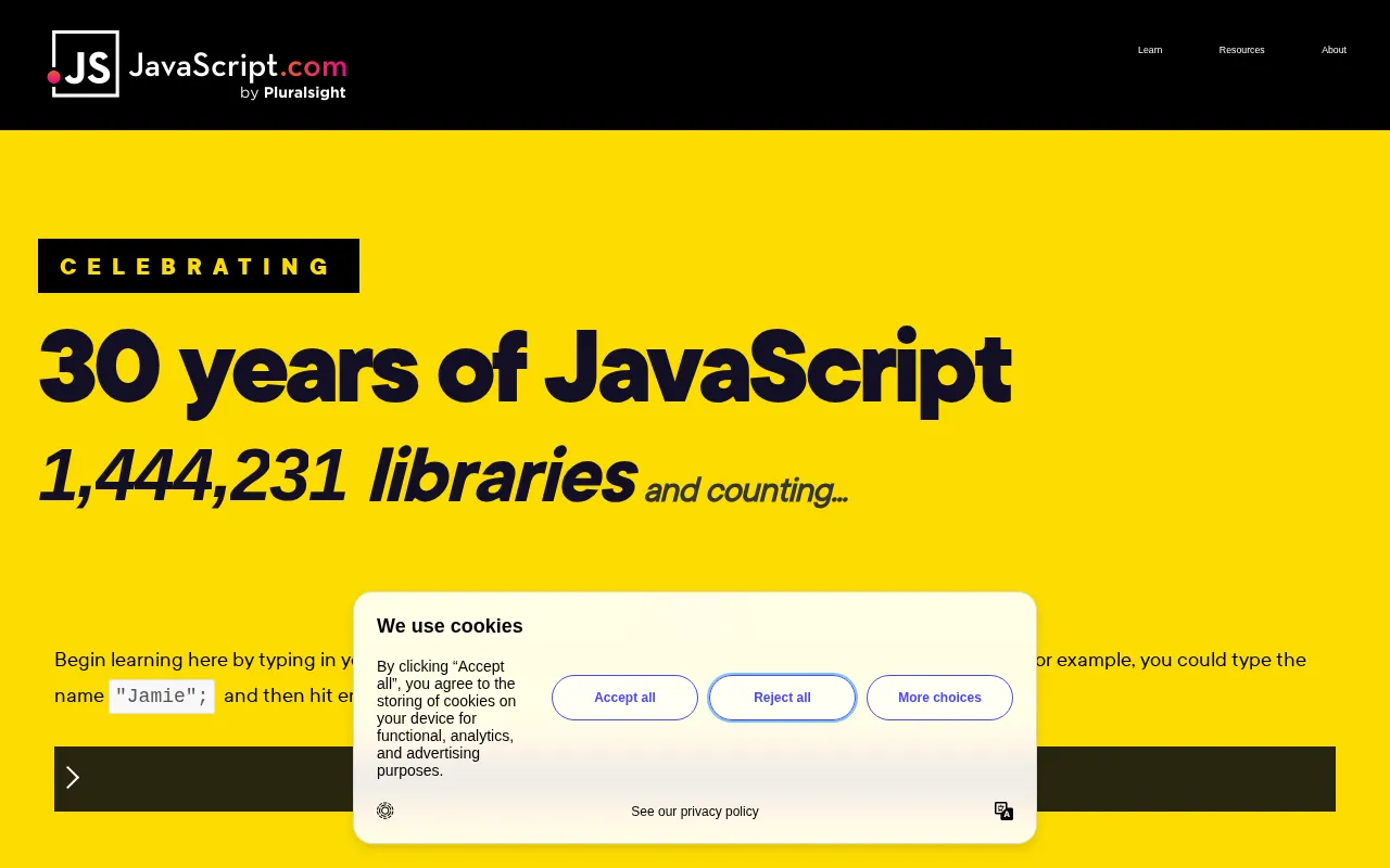 JavaScript.com — preview screenshot
