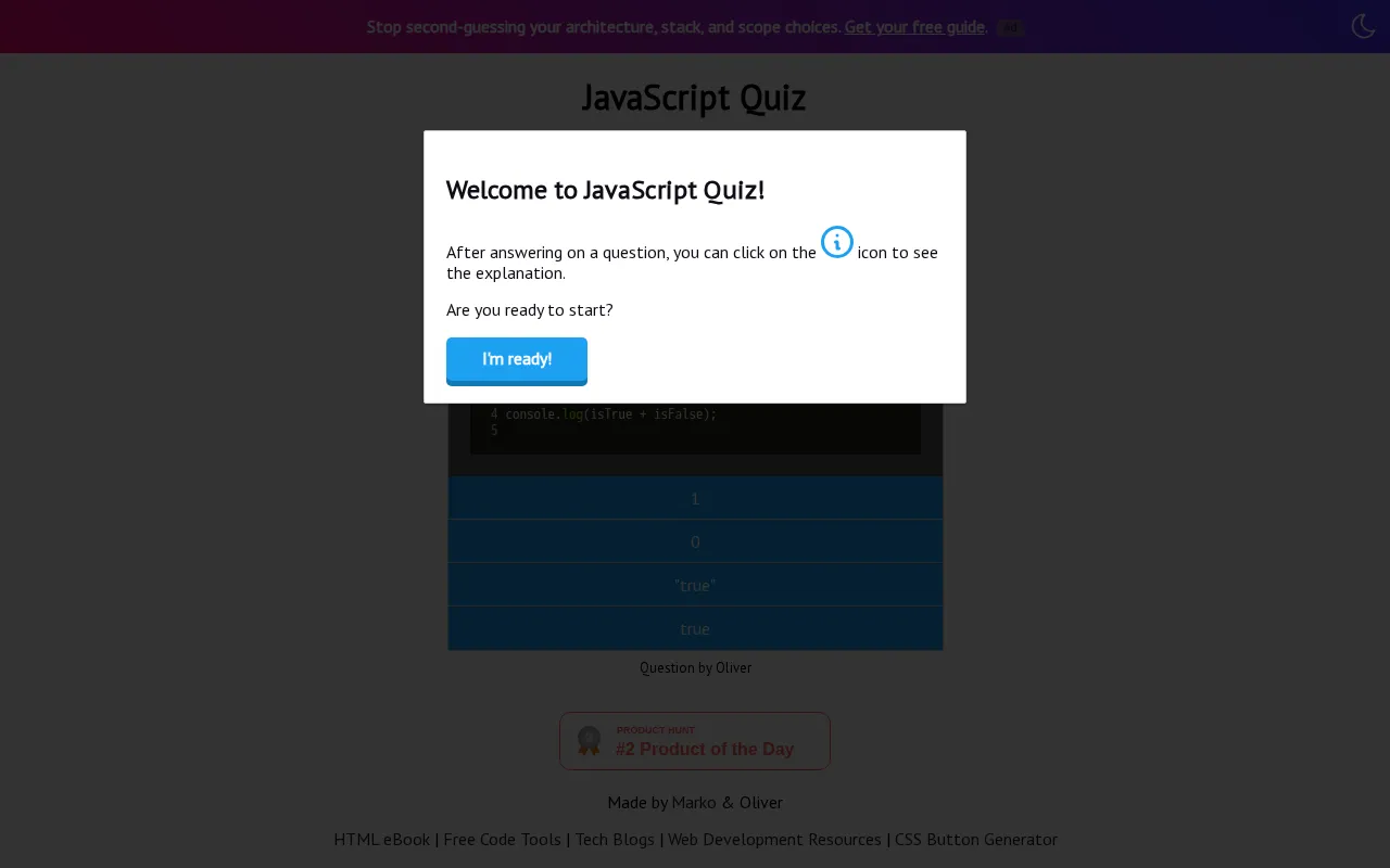 JavaScript Quiz — preview screenshot