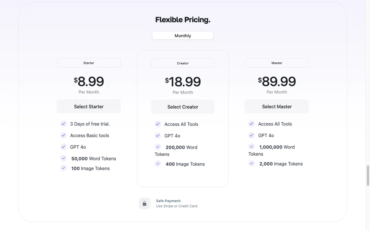 Jaxo AI — pricing page
