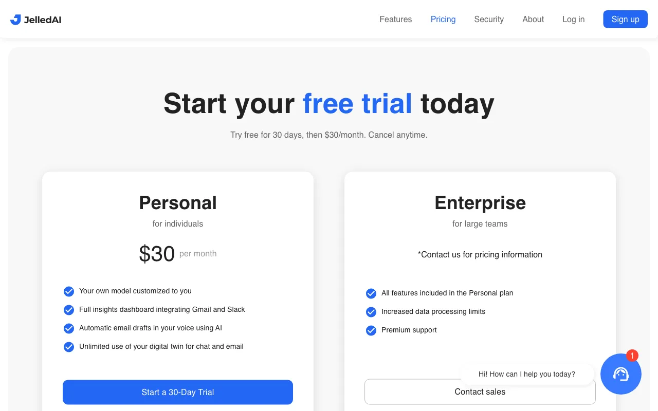 Jelled.ai — pricing page