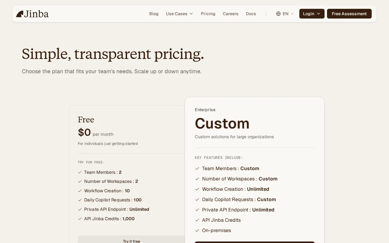 Jinba Flow — pricing page