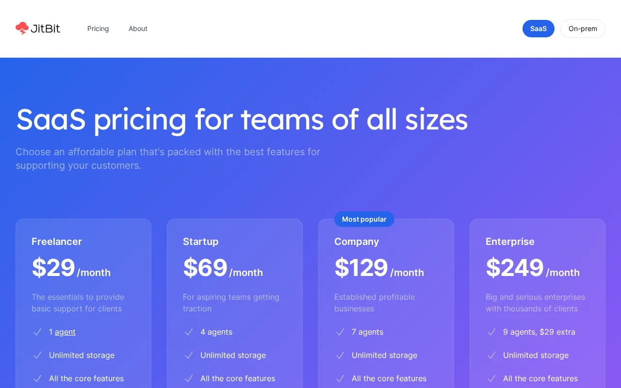 Jitbit — pricing page