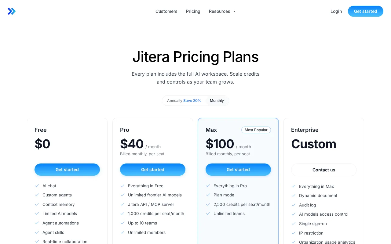 Jitera — pricing page