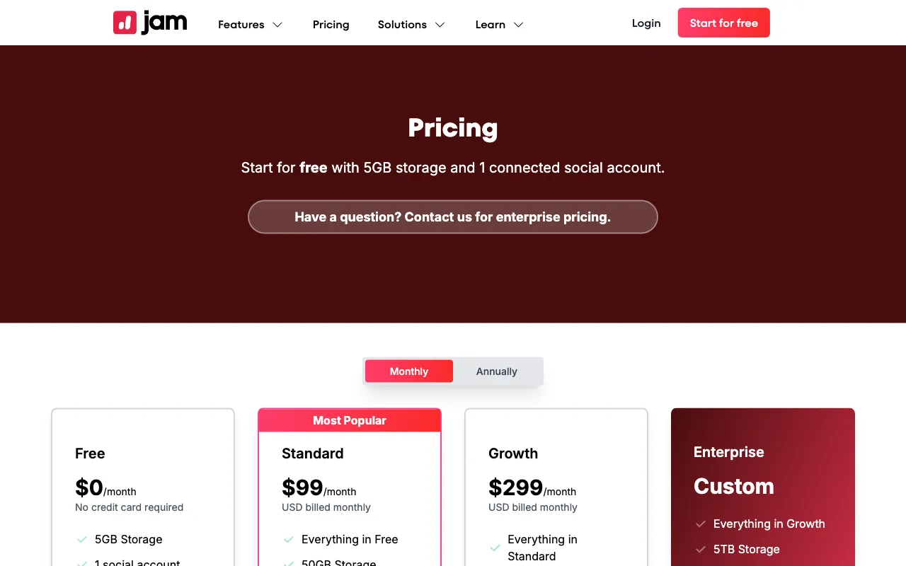 jjam — pricing page