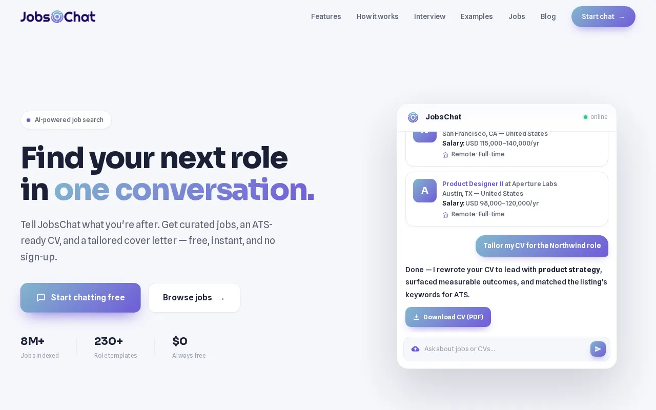 JobsChat.ai — preview screenshot
