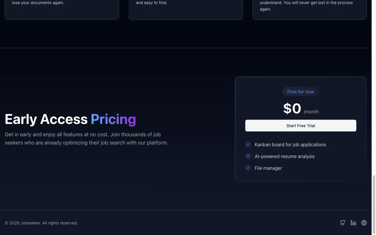 Jobseeker — pricing page