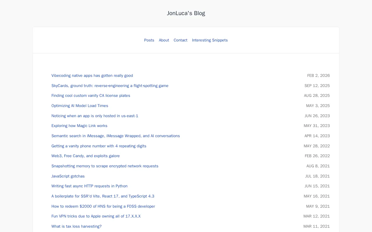 JonLuca's Blog — preview screenshot