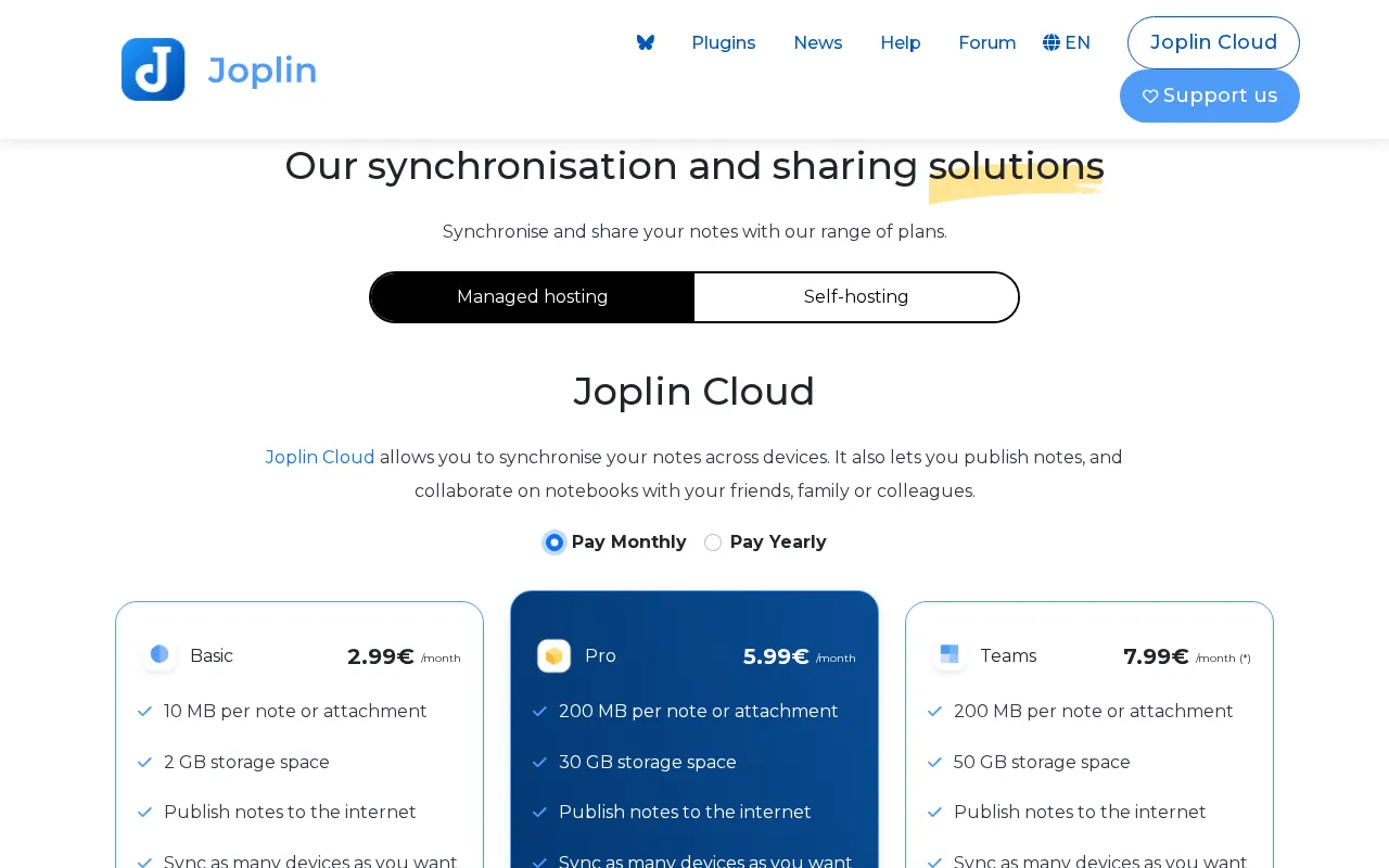 Joplin — pricing page