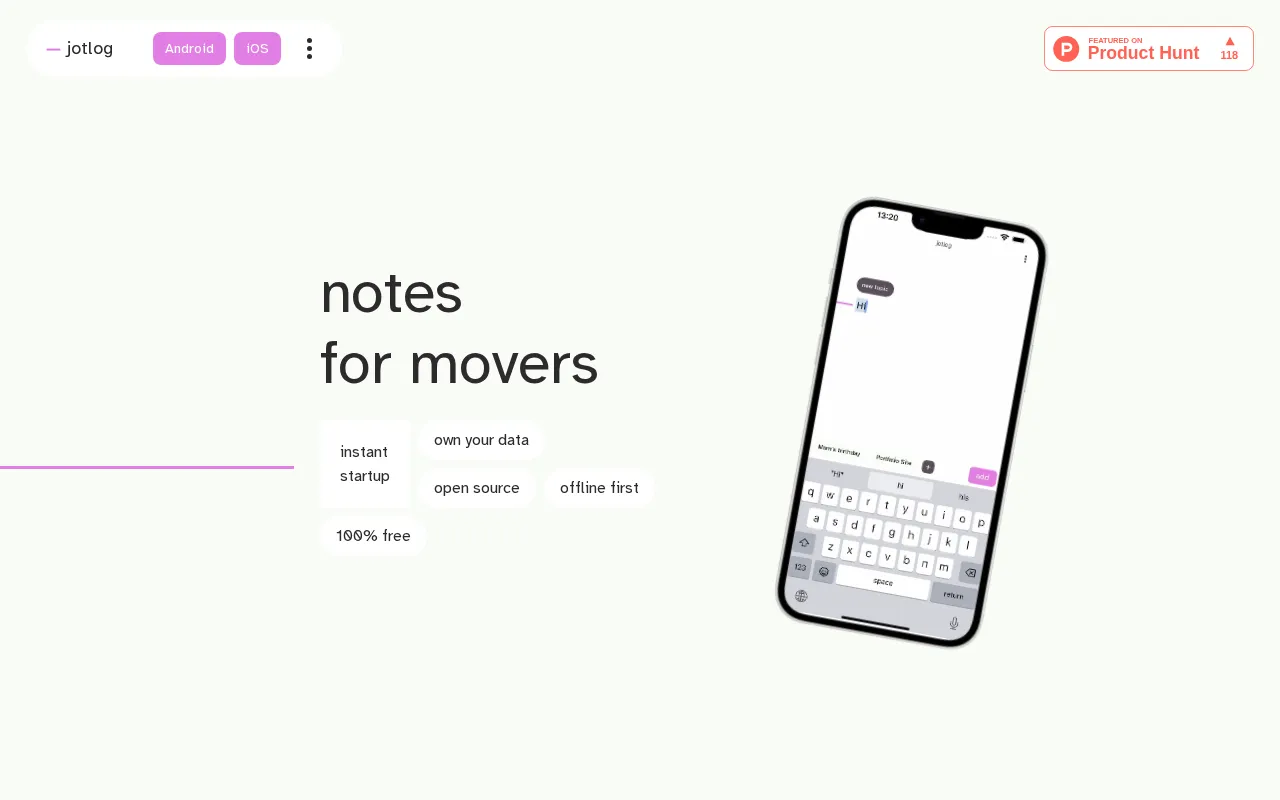 jotlog — preview screenshot