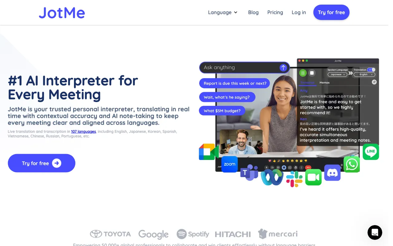 JotMe for Google Meet — preview screenshot