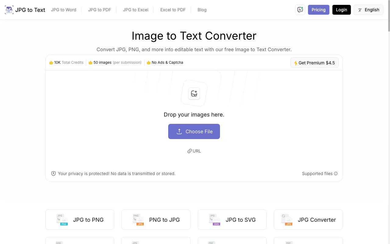 jpgtotext.com — preview screenshot