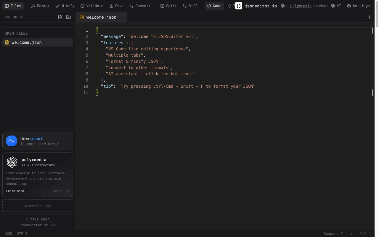 jsoneditor.io — preview screenshot