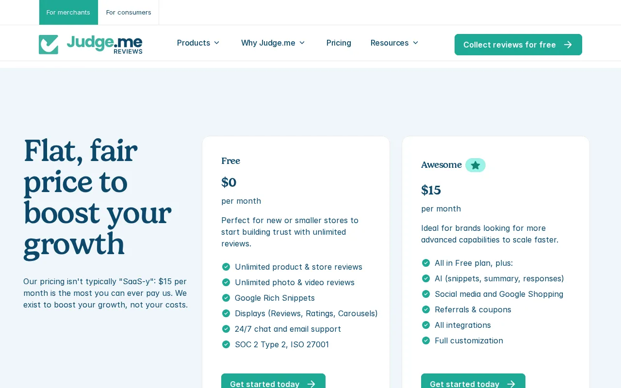 Judge — pricing page