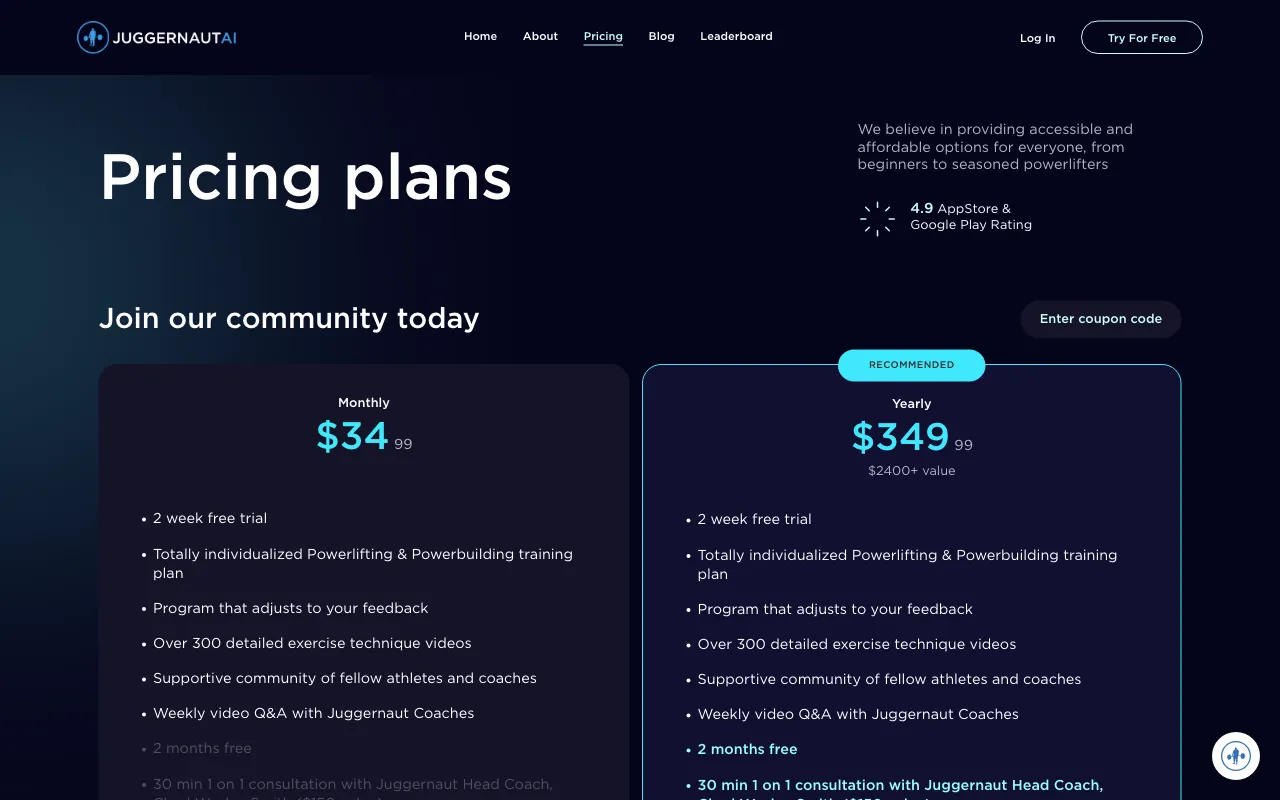 JuggernautAI — pricing page
