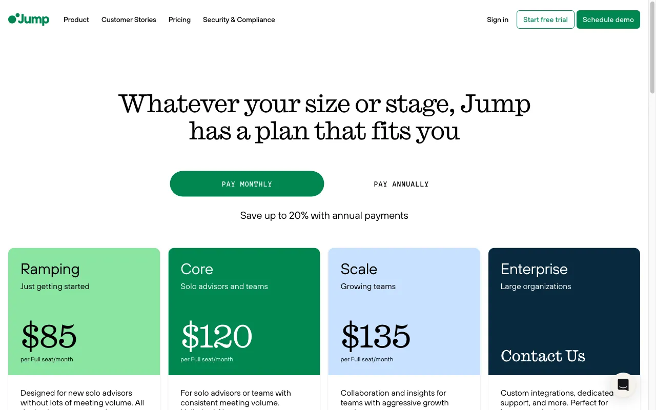 Jump AI — pricing page