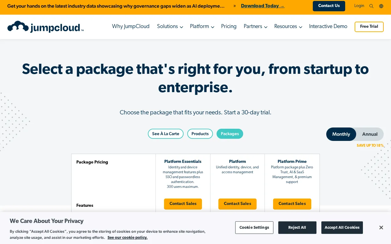 JumpCloud — pricing page