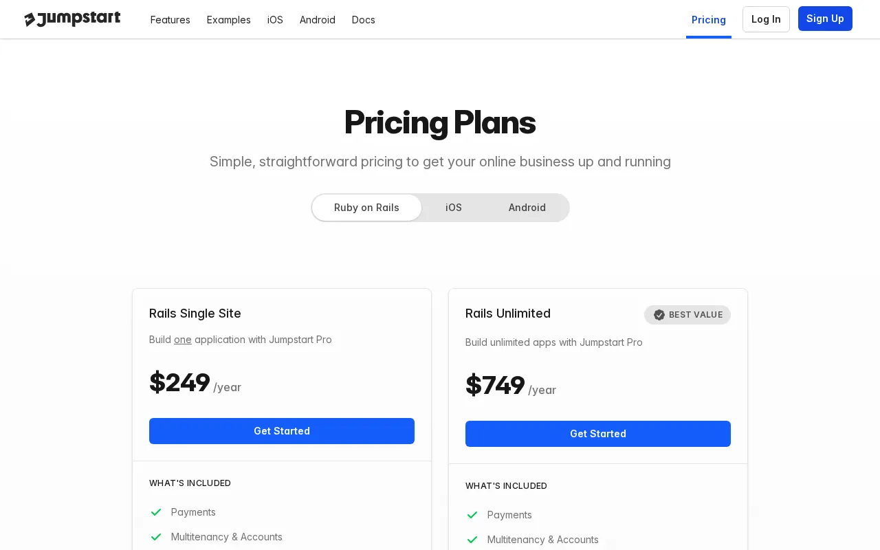 Jumpstart — pricing page