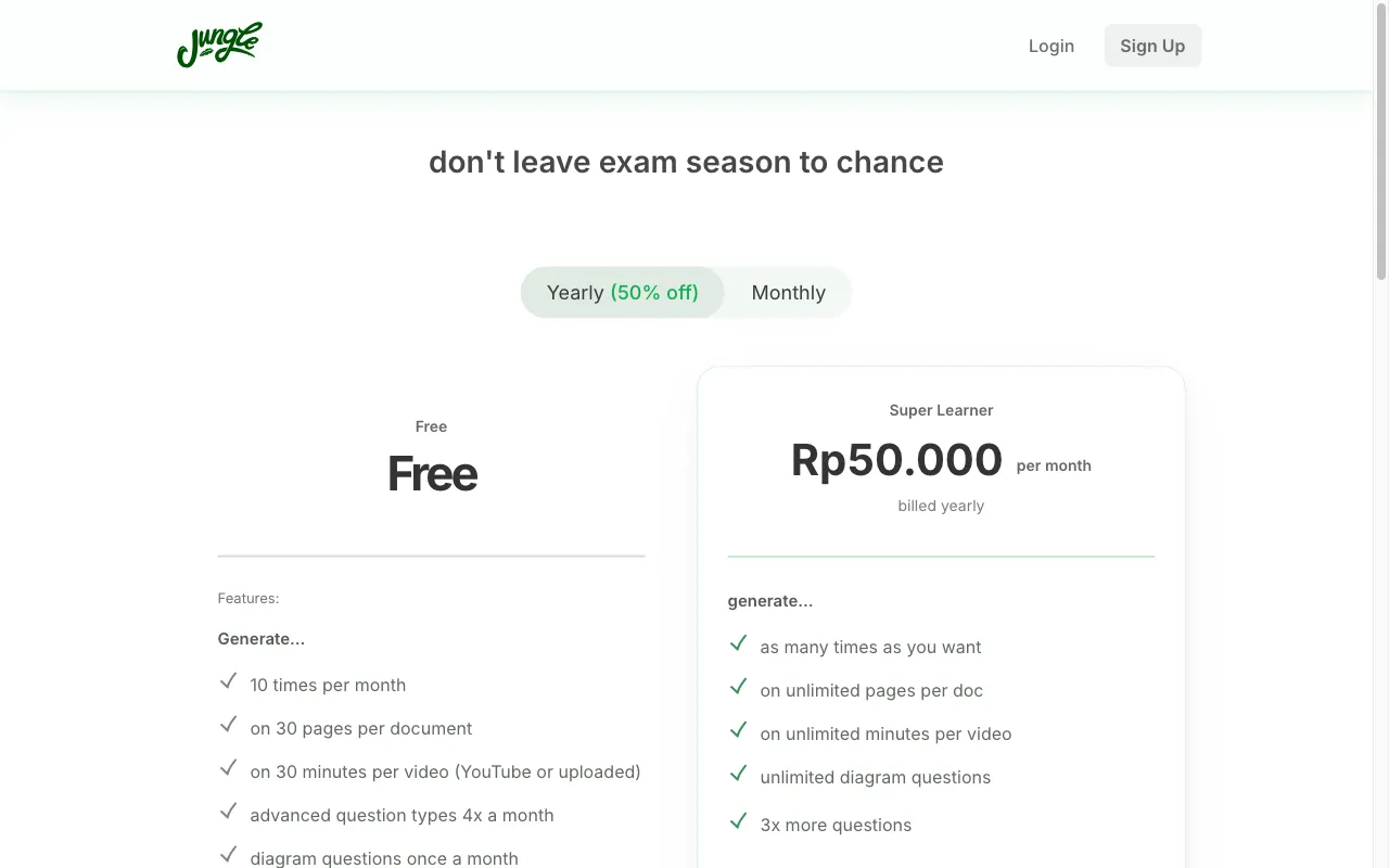 Jungle AI — pricing page