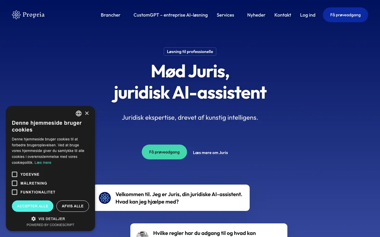 PropriaAI - Juridisk AI-assistent — preview screenshot
