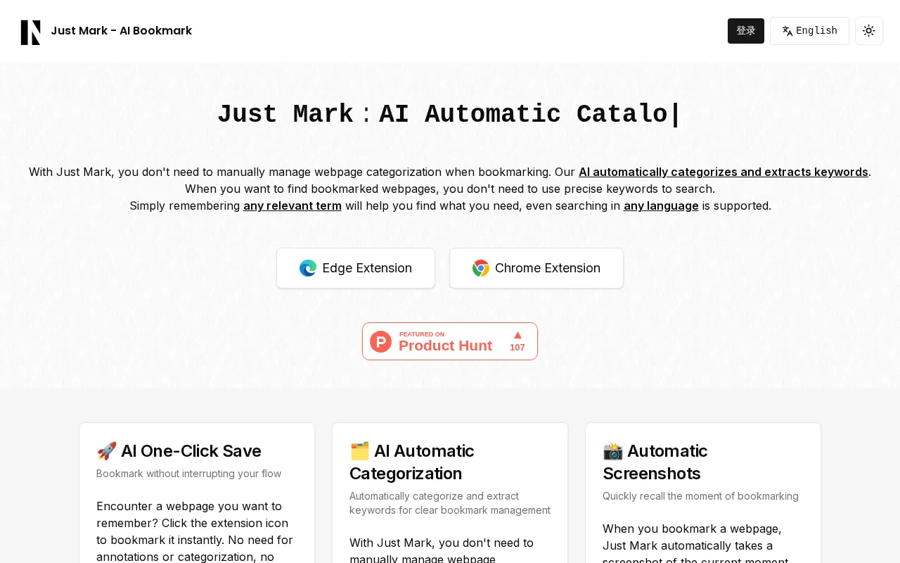 Just Mark - AI Bookmark — preview screenshot