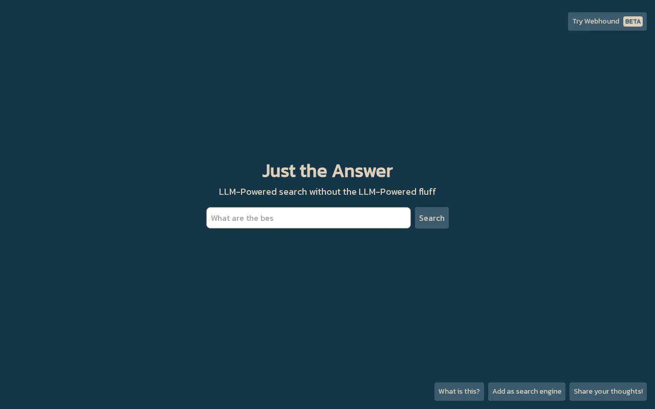 Just the Answer — preview screenshot