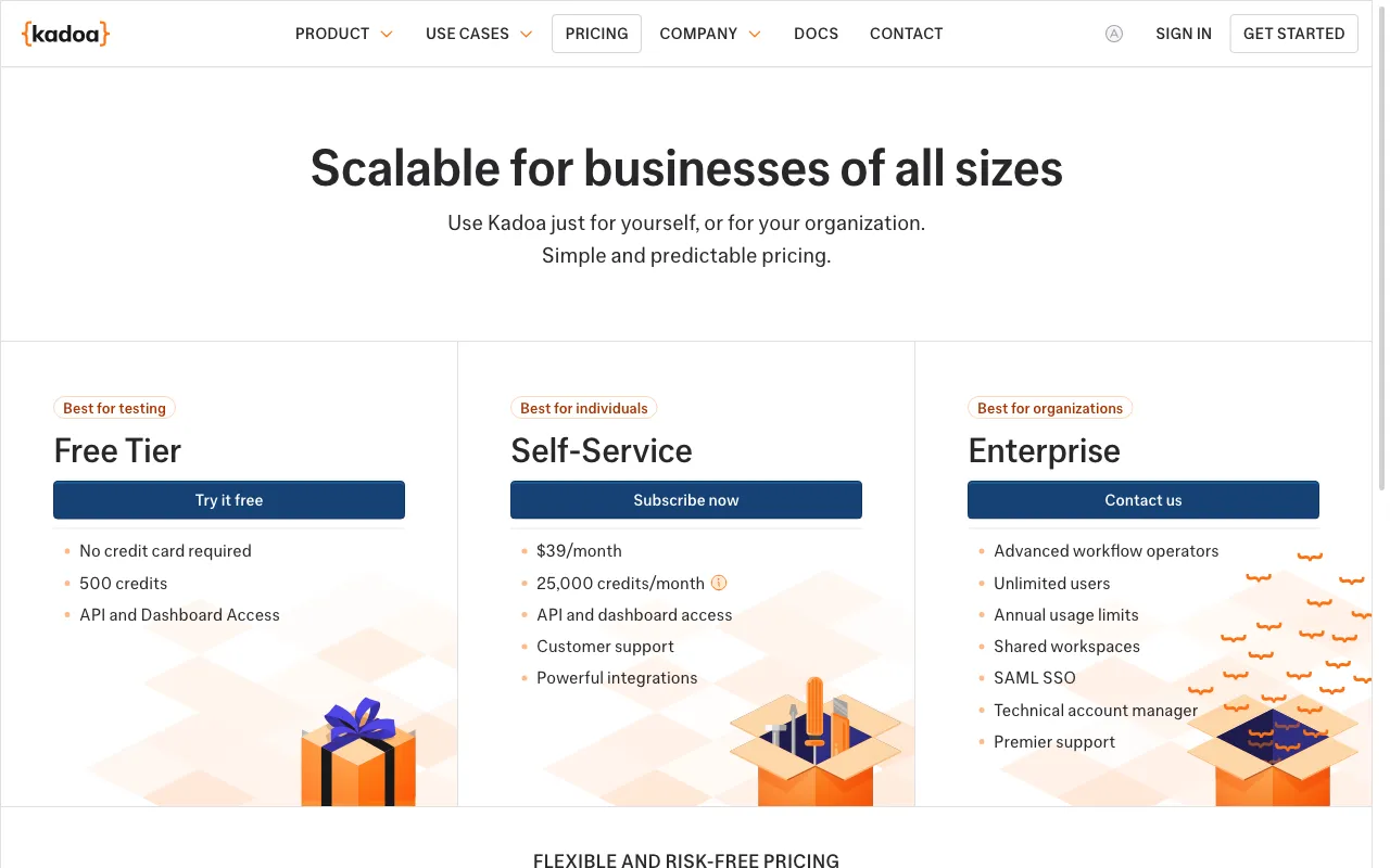 Kadoa — pricing page
