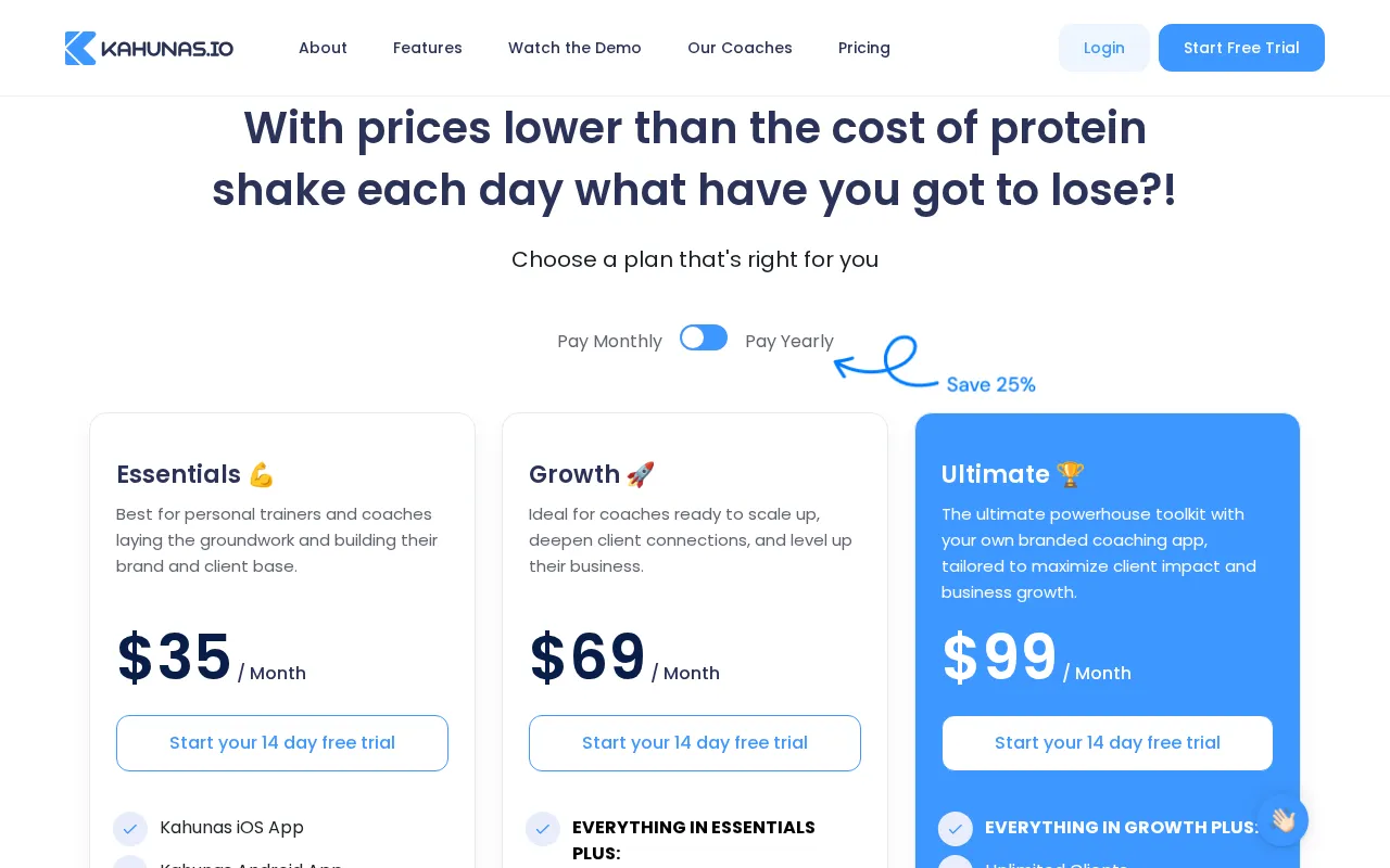 Kahunas — pricing page