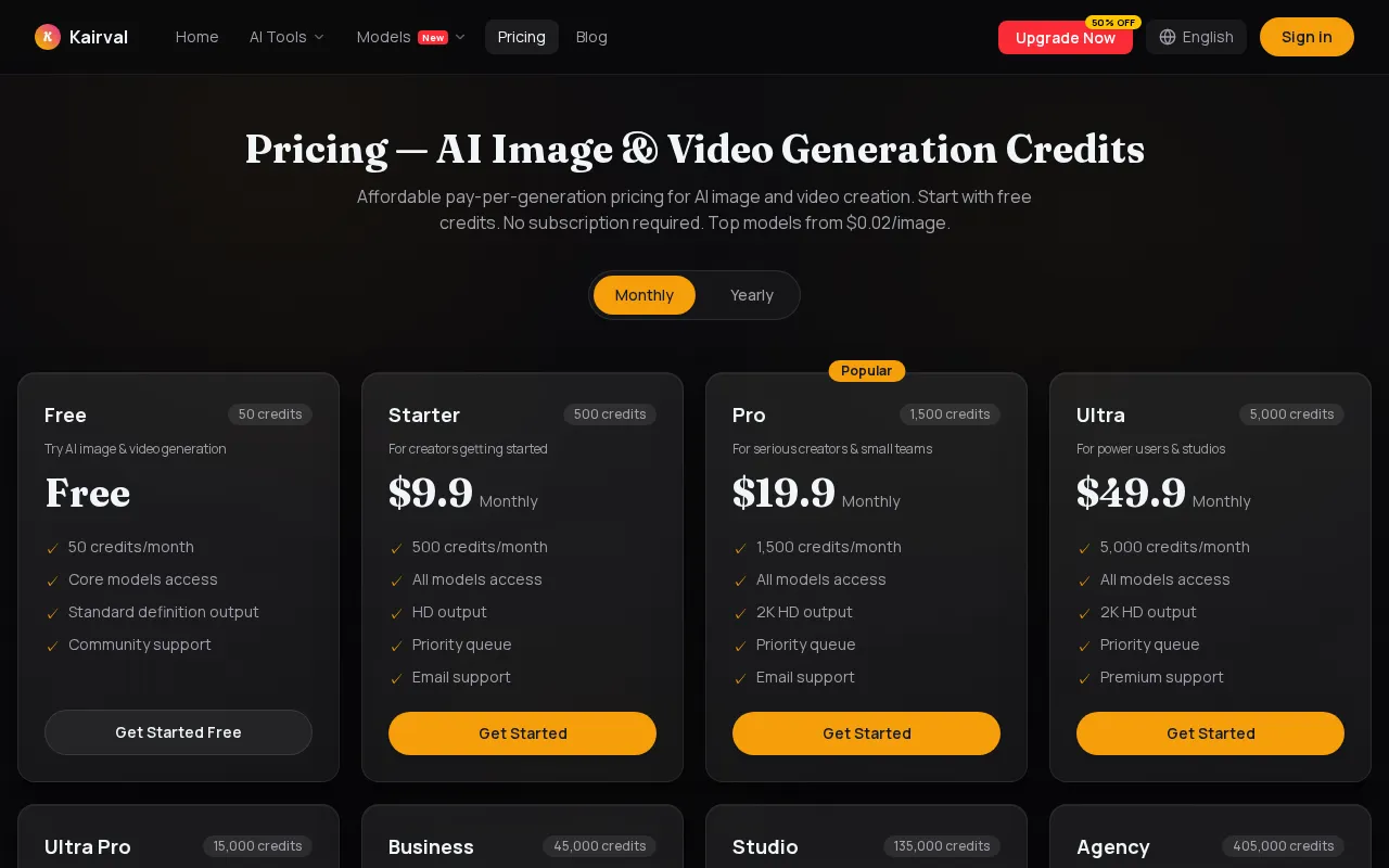 Kairval — pricing page
