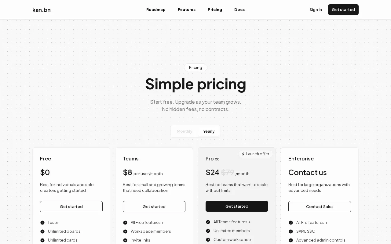 Kan.bn — pricing page