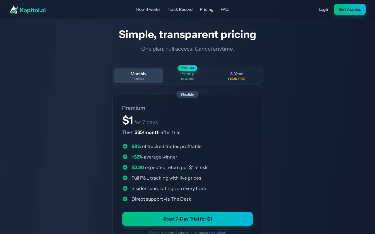 Kapitol.ai — pricing page