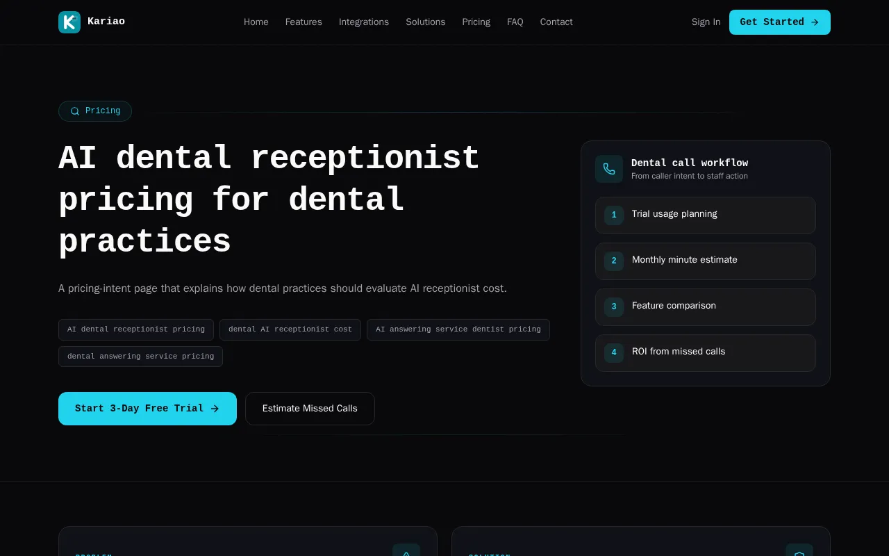 Kariao — pricing page