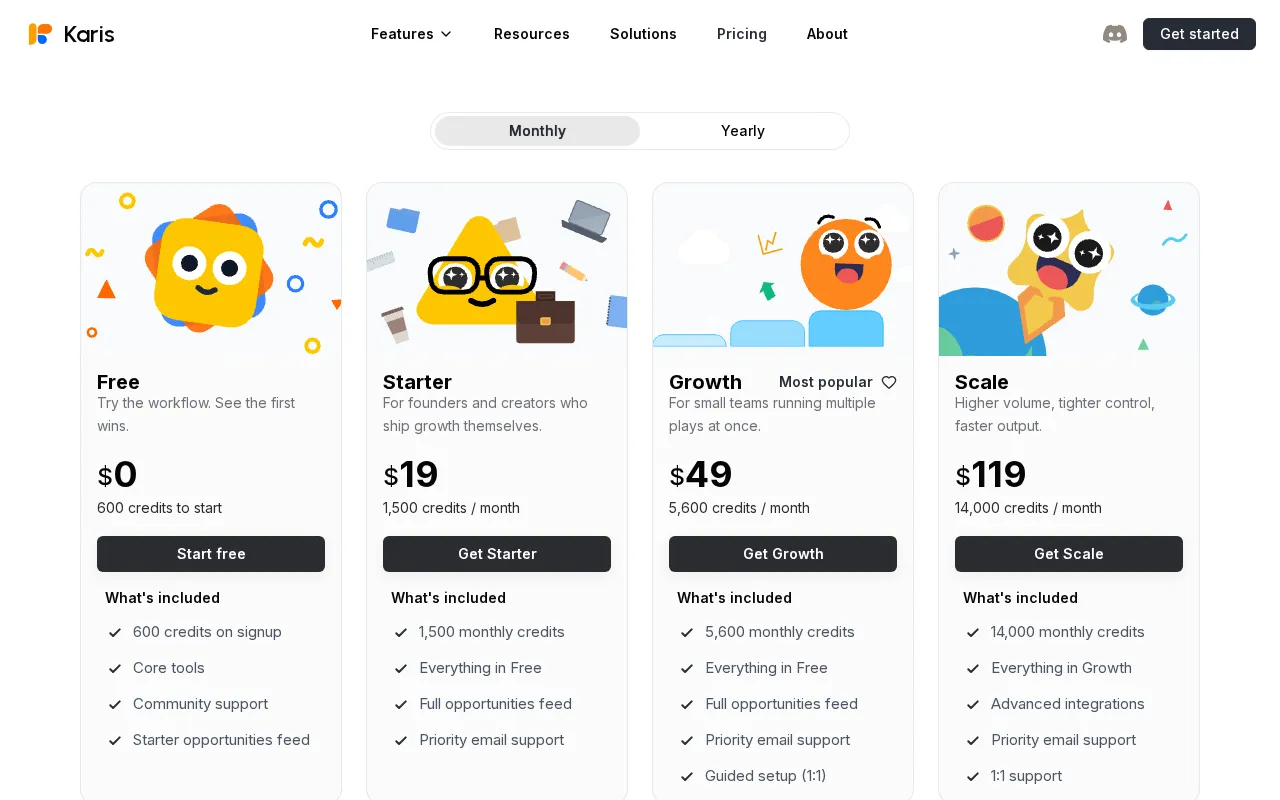 Karis — pricing page