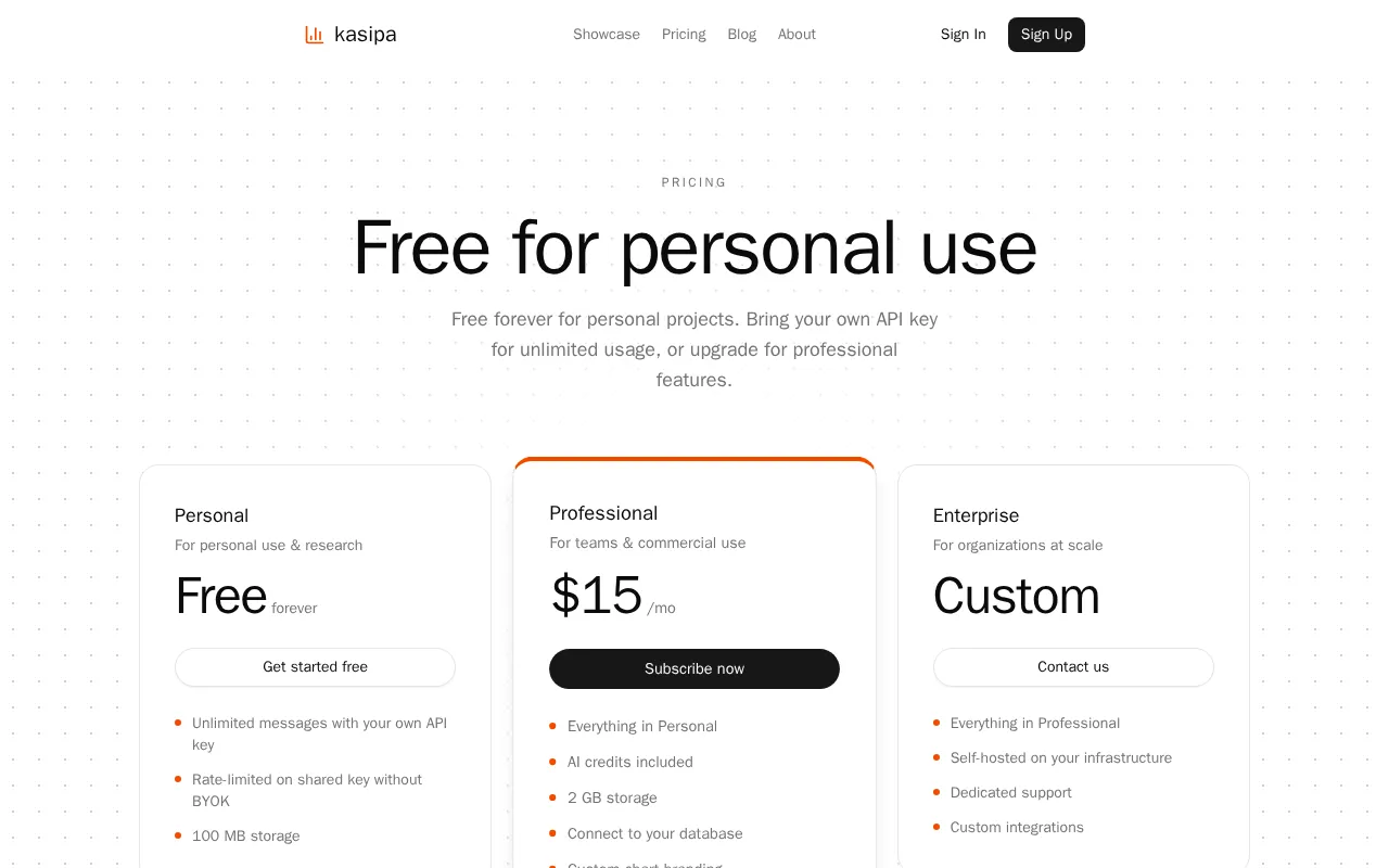 kasipa — pricing page