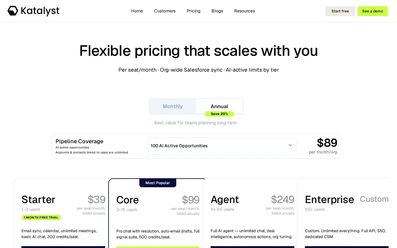 Katalyst — pricing page