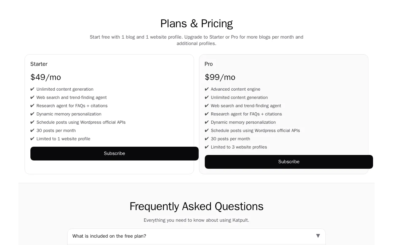 Katpult — pricing page