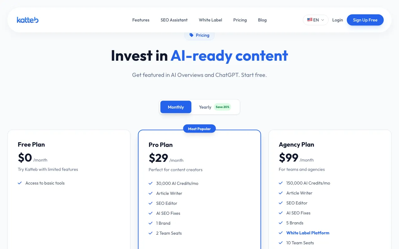 katteb.com — pricing page