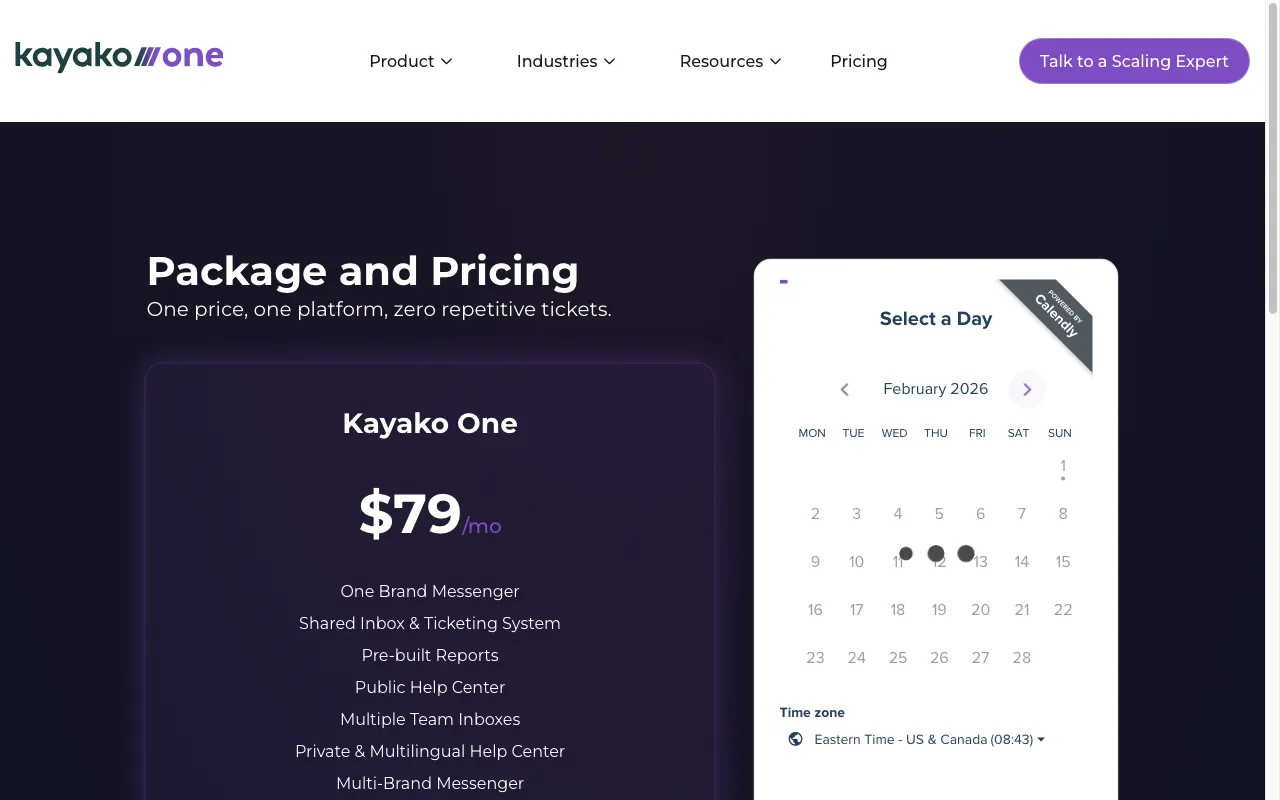 Kayako — pricing page