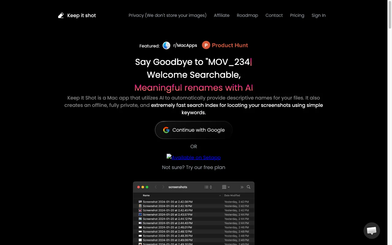 Keep it shot — preview screenshot