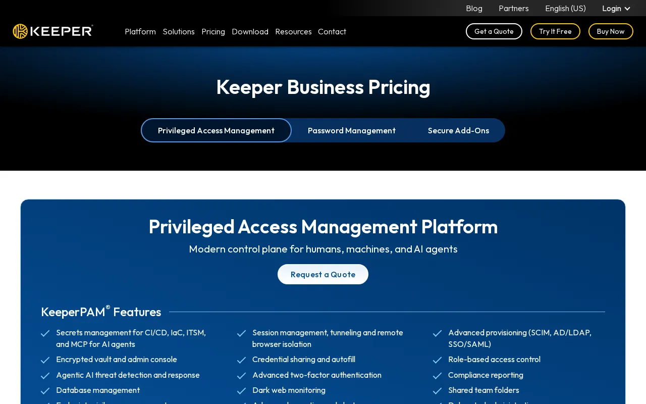 Keeper® Password Manager & Digital Vault — pricing page