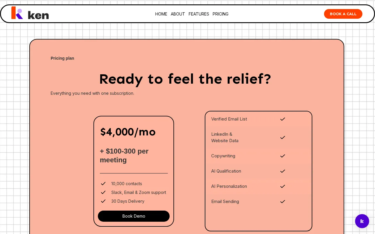 Ken AI — pricing page