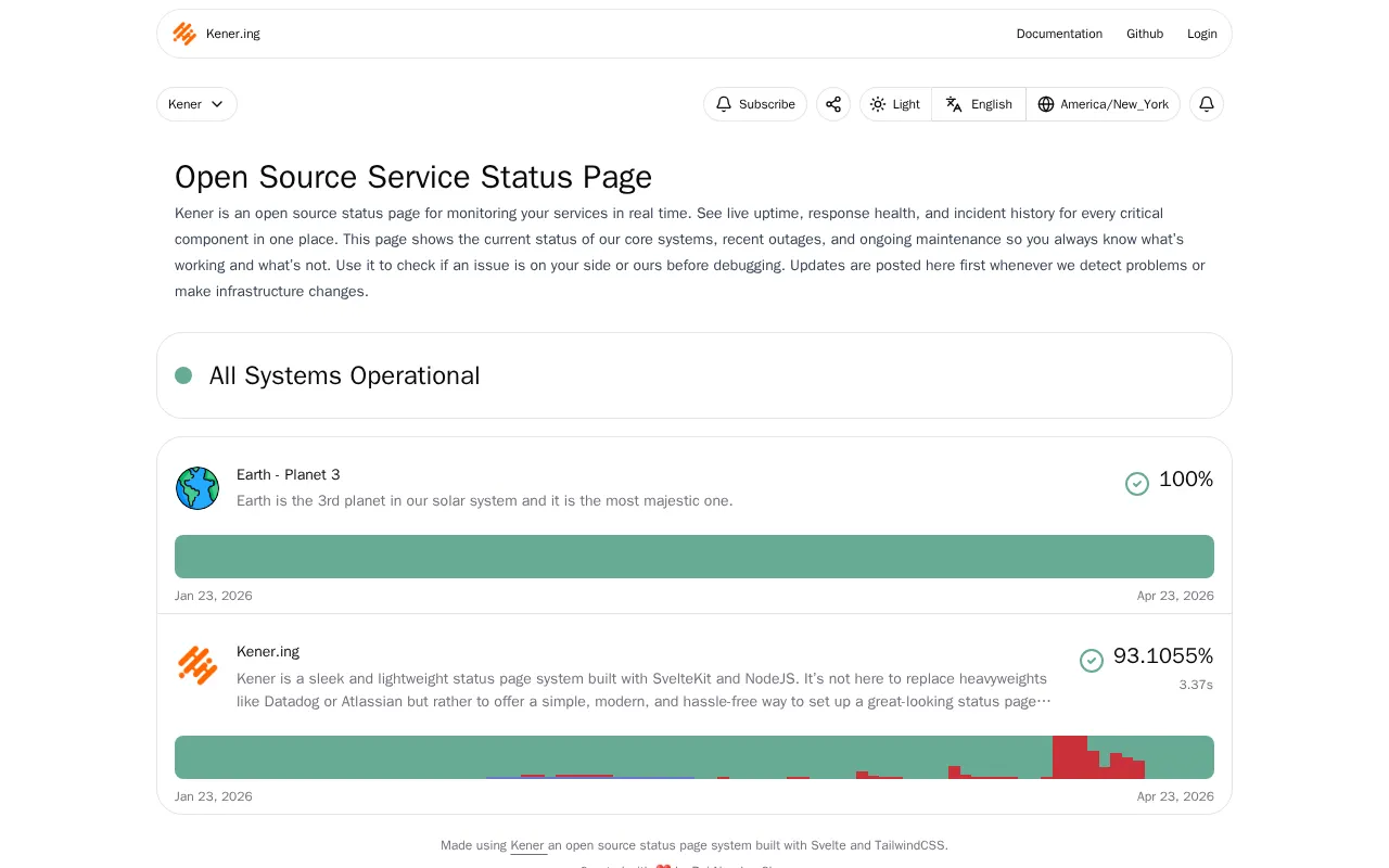 Kener — preview screenshot