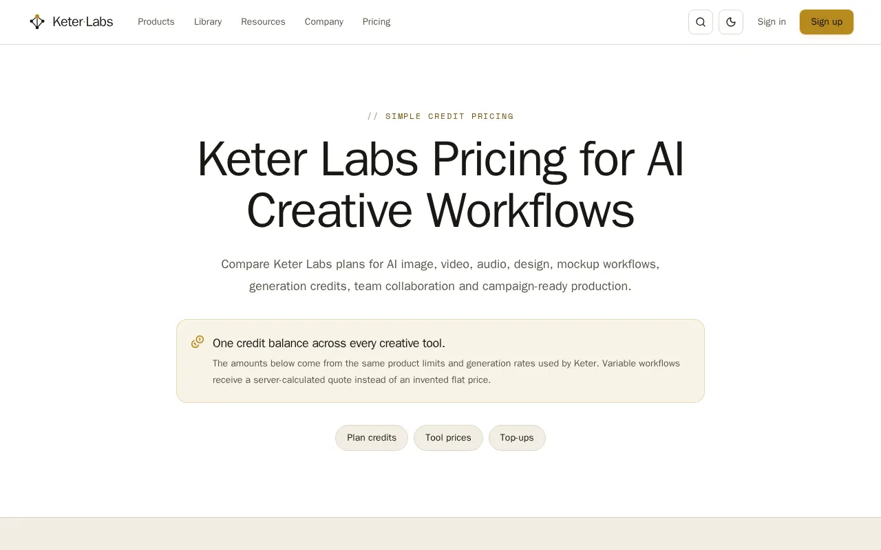 Keter Labs — pricing page