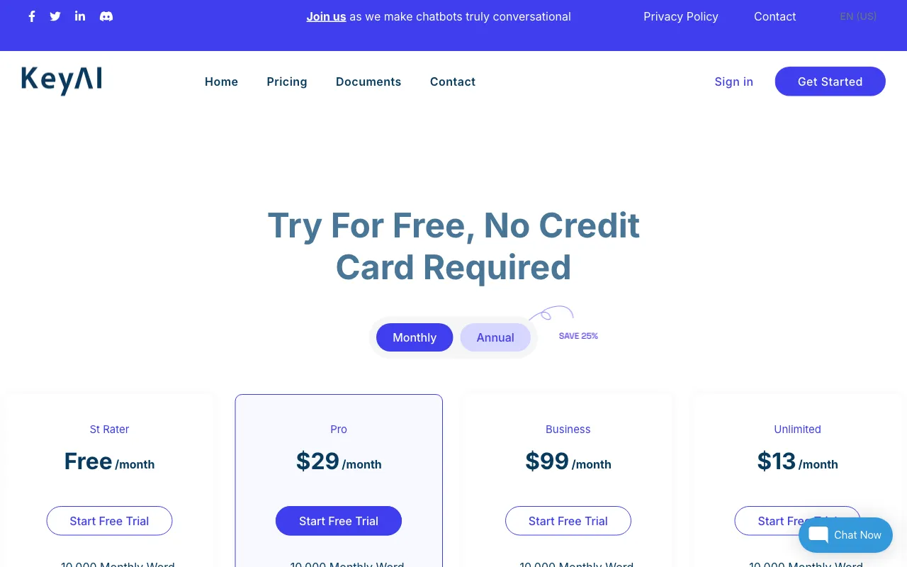 KeyAI — pricing page