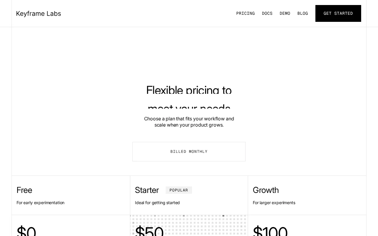 Keyframe Labs — pricing page
