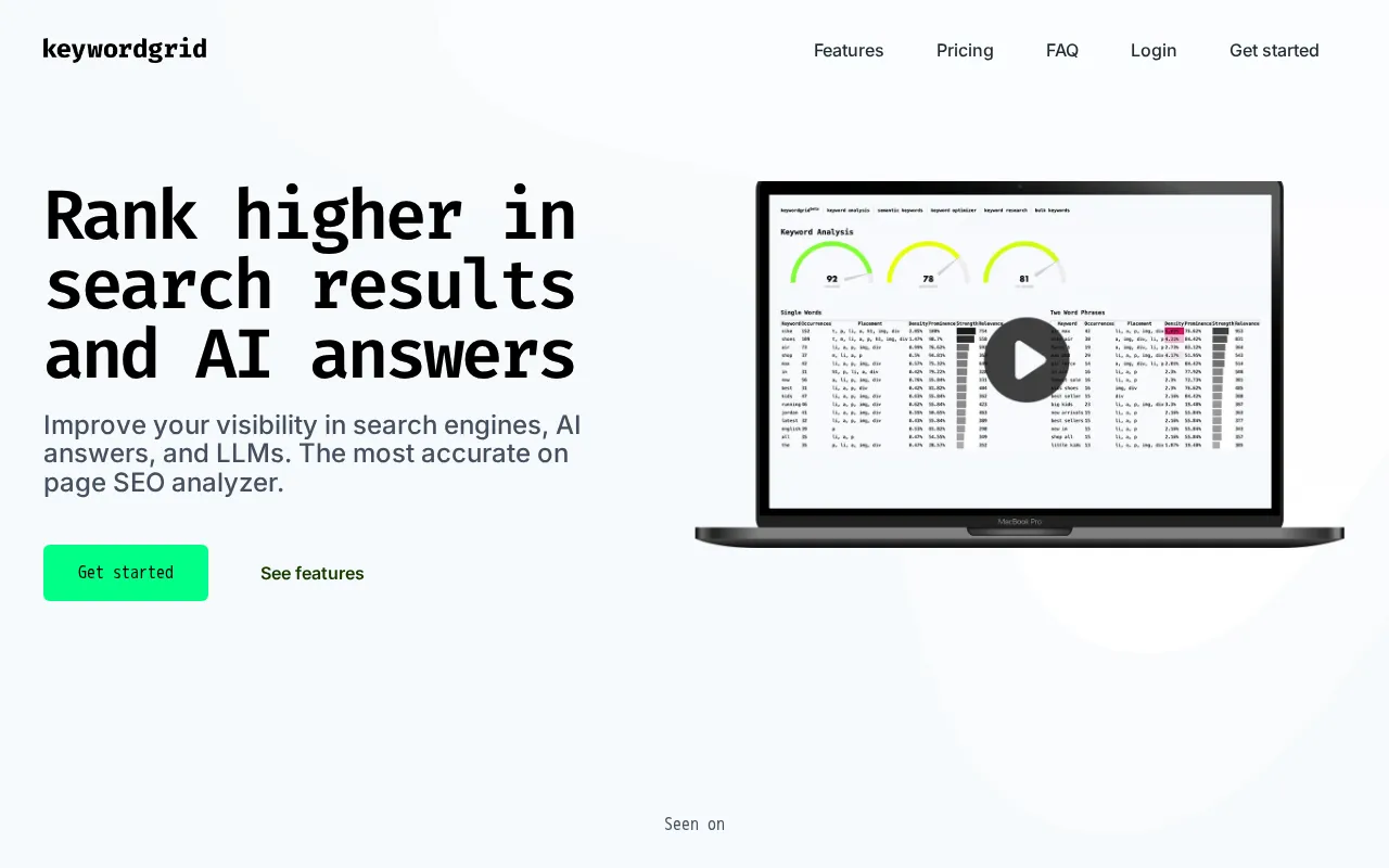 Keyword Grid — preview screenshot