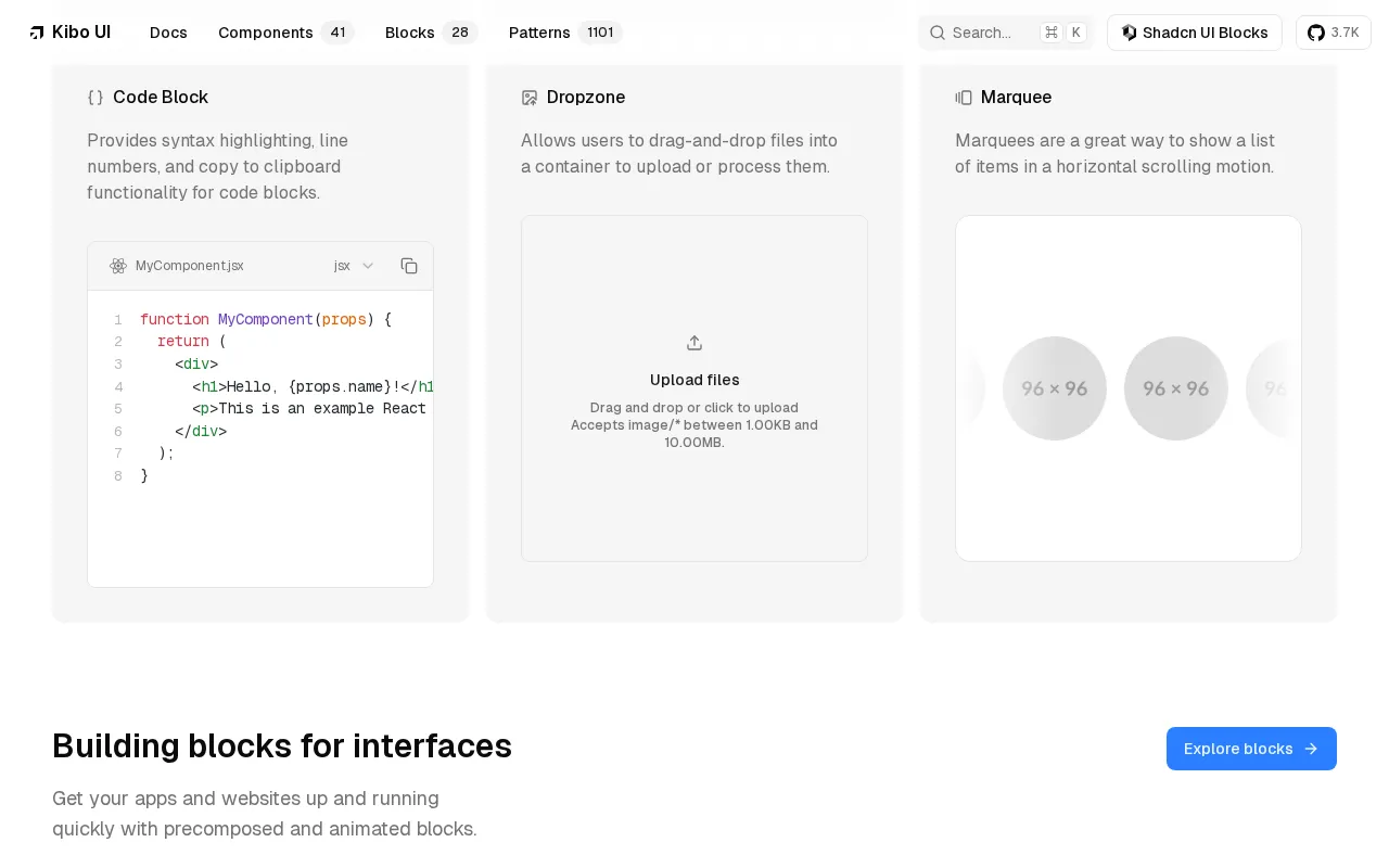 Kibo UI — preview screenshot