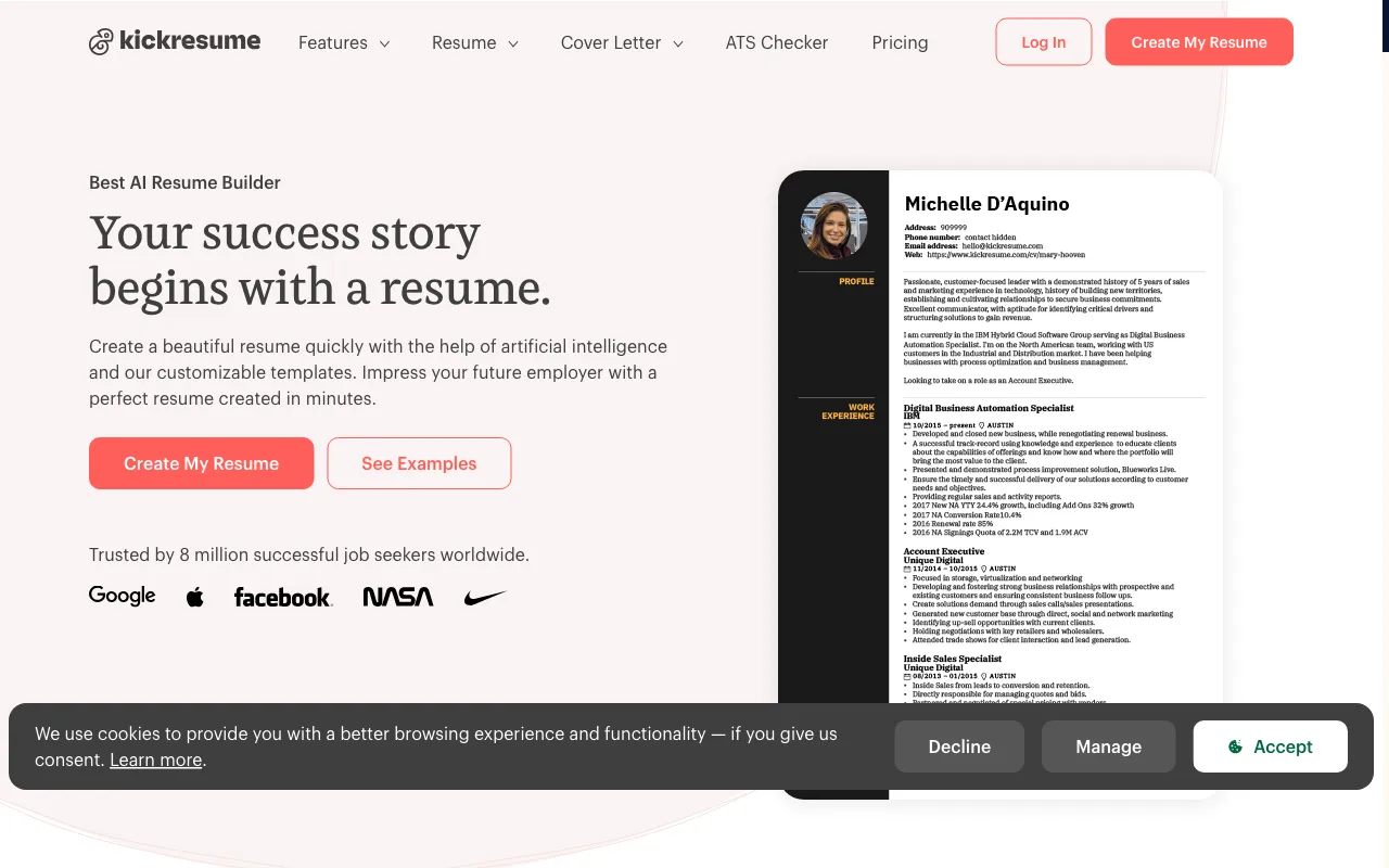 Kickresume — preview screenshot